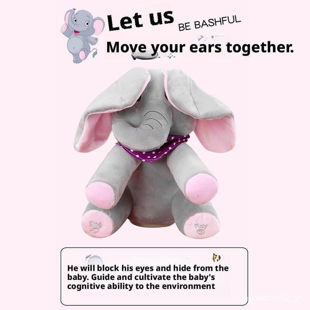 Elefante Peek-a-boo Brinquedo Musical Com Olhos Cobertos Cantando Coelho De Pelúcia Elétrico N0n7