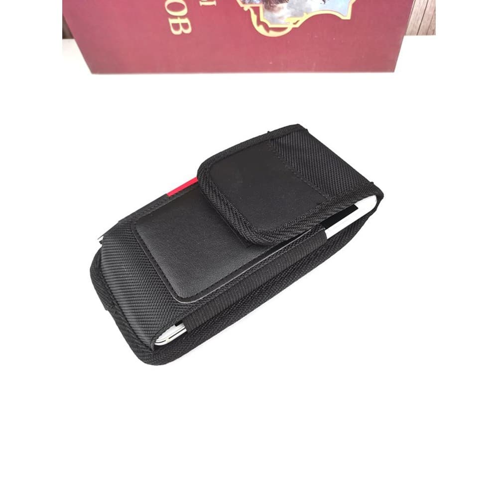 Pendurado cintura saco do telefone móvel pano de náilon usando cinto saco de cintura caso de couro Vertical masculino Hu
