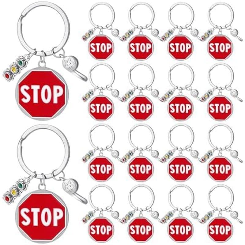 Jetec 24 Pcs Crossing Guard Presentes Para Mulheres Homens Apreciação Segurança Stop Sign Chaveiros Bulk School Crosswal