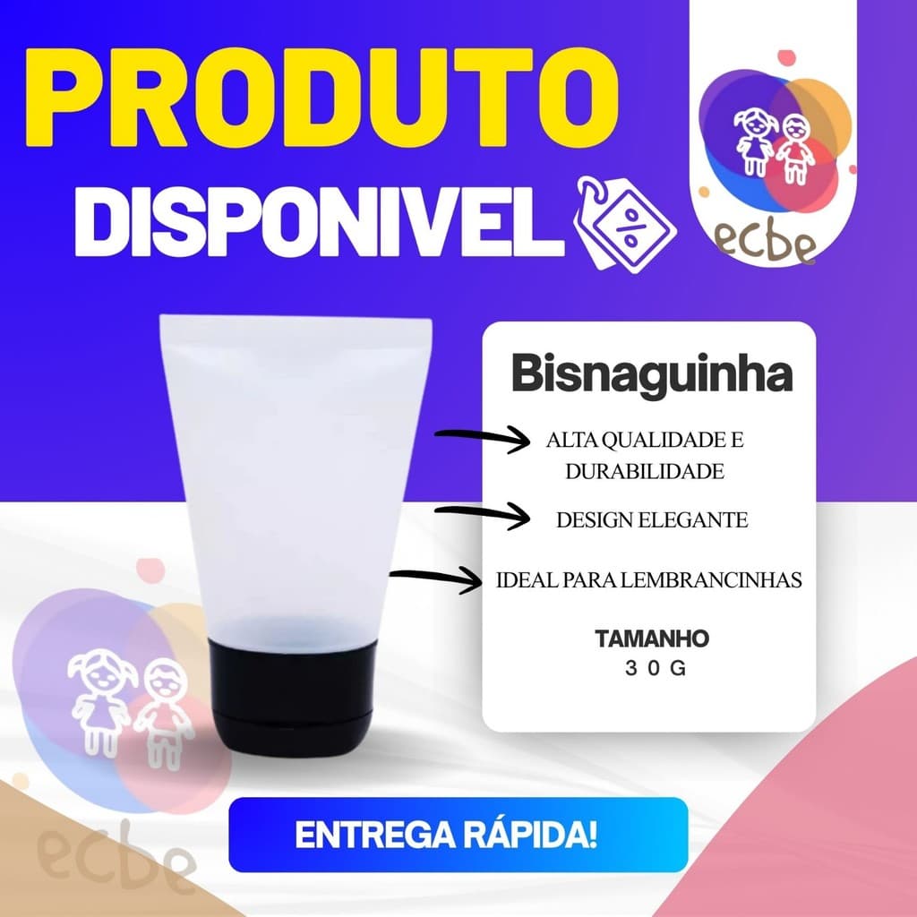 Bisnaguinha 30 Gramas  C/Tampa Fliptop Para lembrancinhas, doces e cremes e brinde