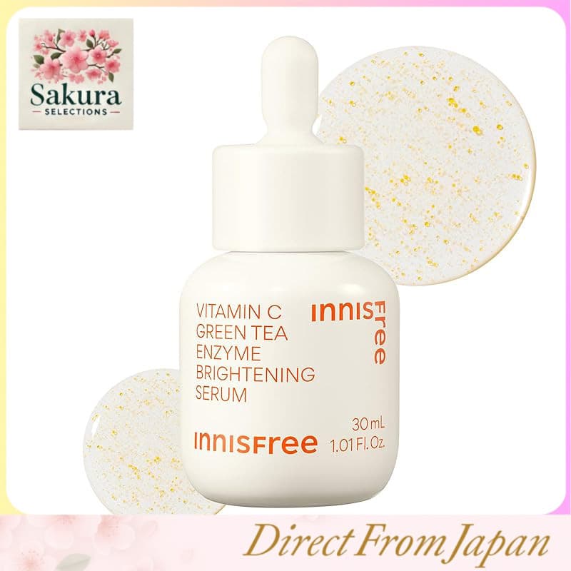 Sérum e Discos Iluminadores com Enzima de Chá Verde e Vitamina C da Innisfree – Hidratante, Iluminador, Adequado para Peles Sensíveis, Alta Concentração de Vitamina C para Cuidados com a Pele