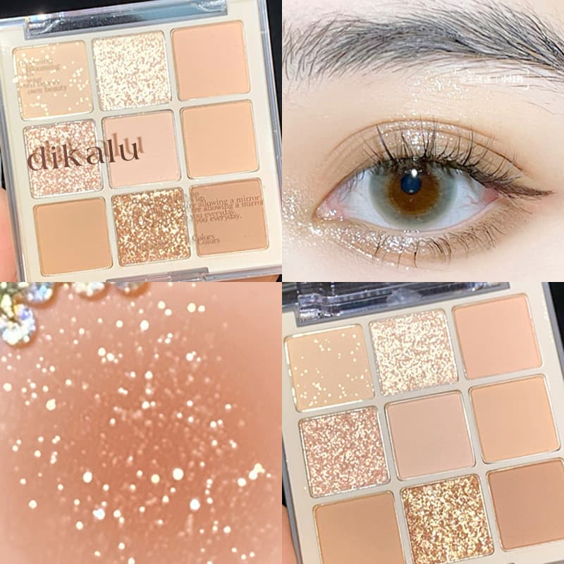 DIKALU chá paleta de sombras de nove cores perolado fosco Jiugongge sombra cor transparente acrílico série de cores Nude