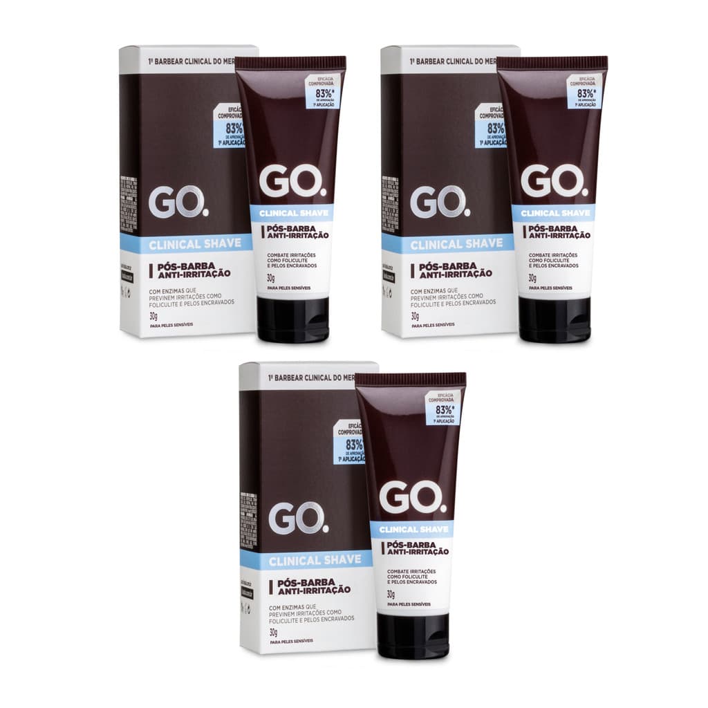 Kit 3 Pós-Barba Anti-irritação Clinical Shave Go Man