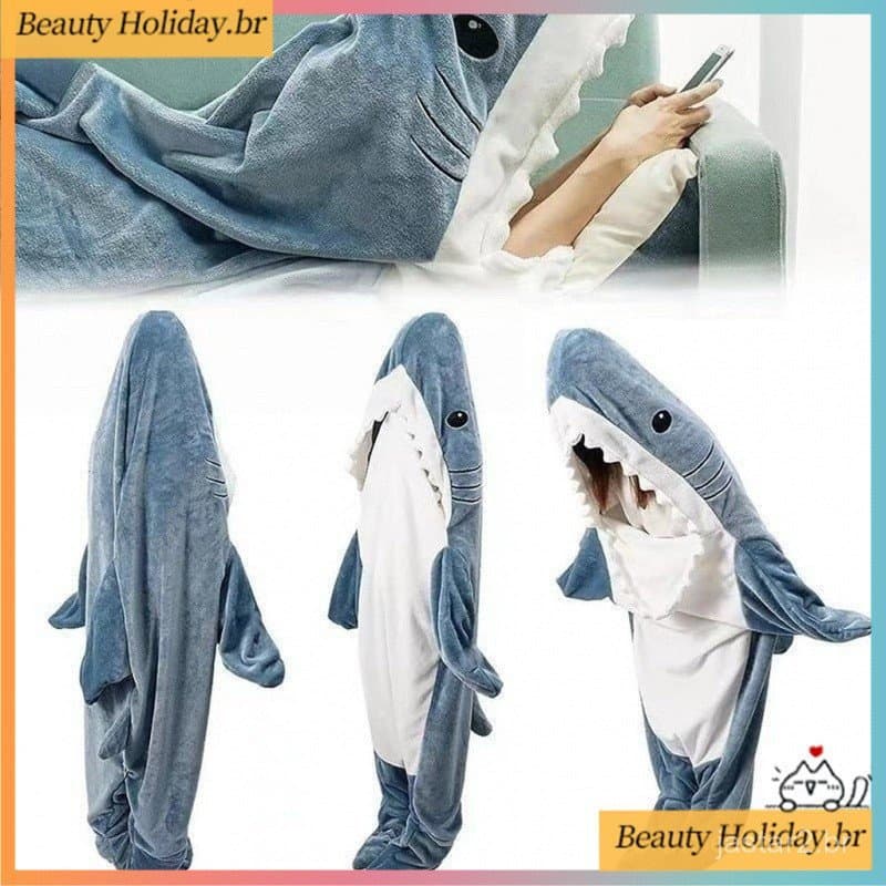 Saco de Dormir Tubarão Pijamas de Festa Pijamas de Flanela Loungewear Tubarão Uma Peça Camisola Tubarão Fofa QVS832 6H8B