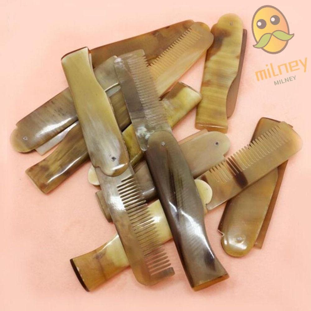 MILLNEY 2 Pcs Pente De Chifre De Boi , Escova De Cabelo Dobrável Leve Para Casa De Viagem , Pentes Antiestáticos De Bols