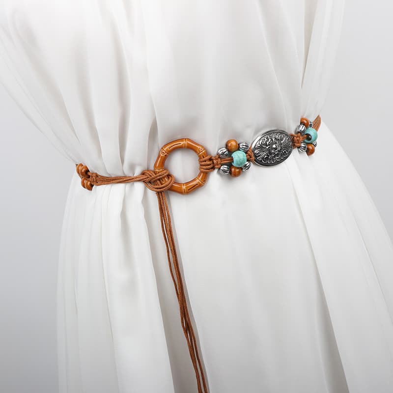 Literário boêmio estilo étnico trançado cintura corda acessórios cintura corrente cinto feminino acessórios vestido saia