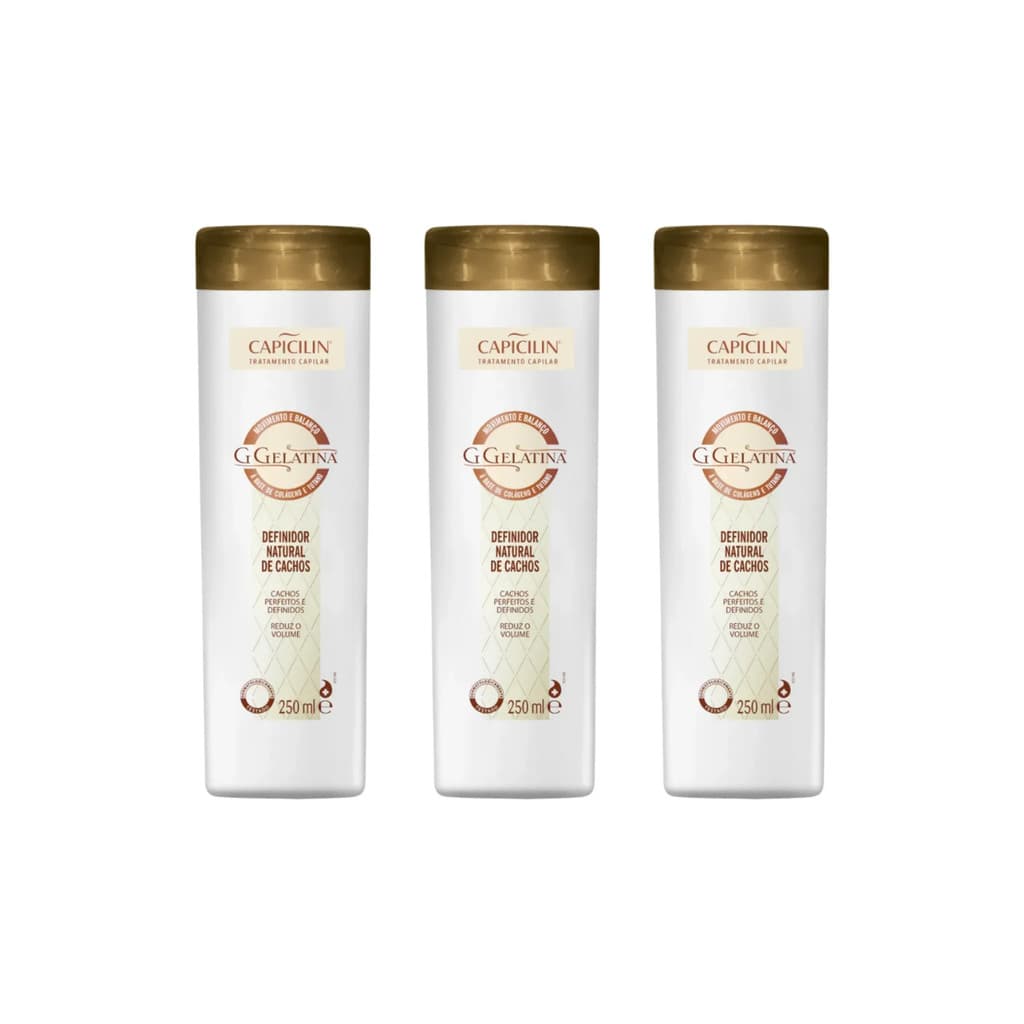 Kit 3 Ggelatina Definidor Natural De Cachos 250ml Capicilin