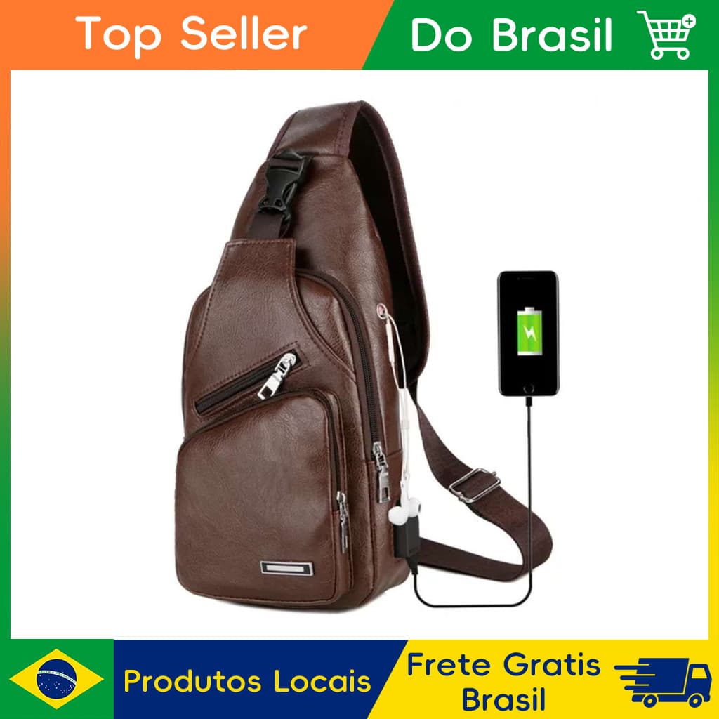 CHENXIAOHONG Bolsa De Cintura Masculina Bolsa Transversal Bolsa De Cintura Couro Entrada Para Fone De Ouvido Usb