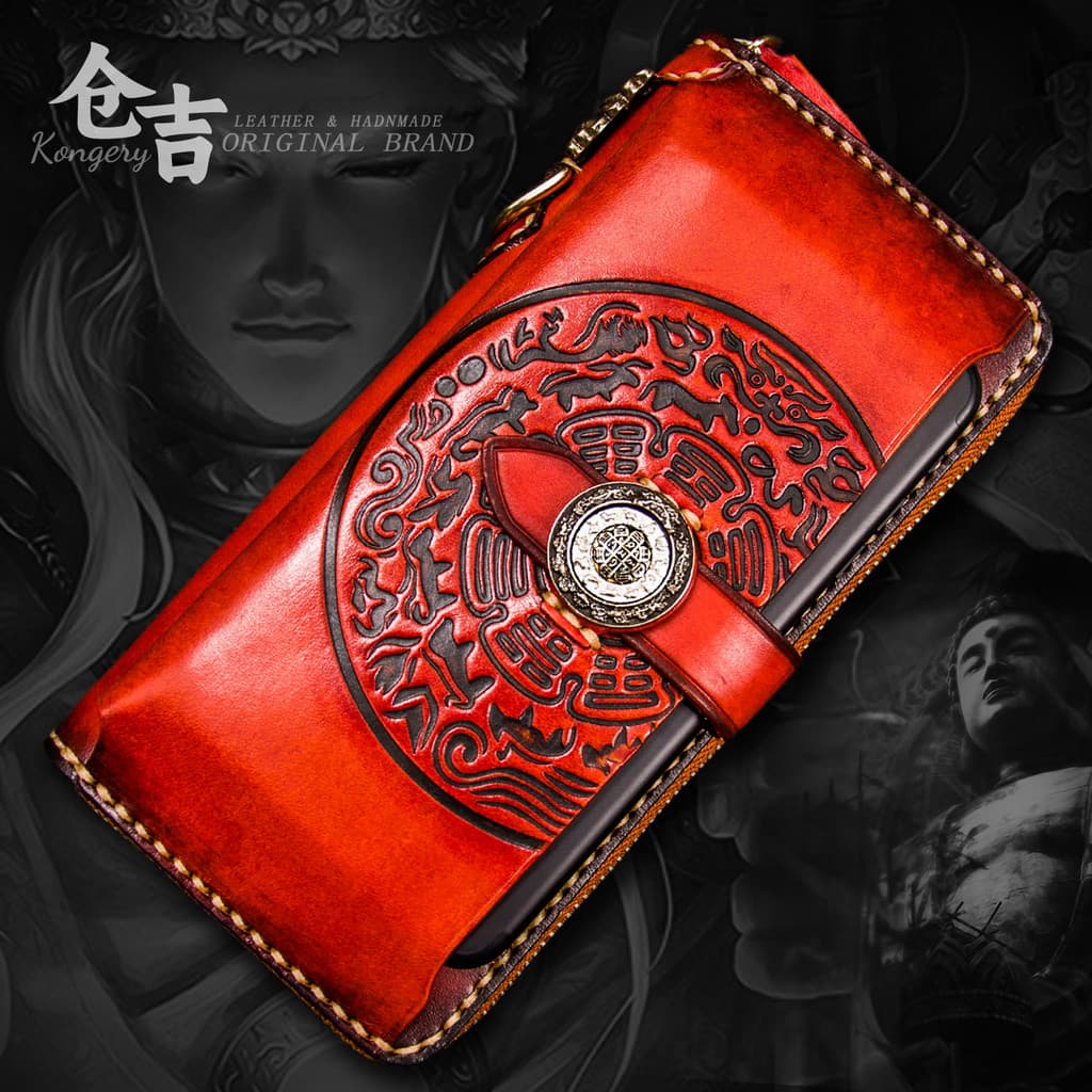 Kuji Clássico!Carteira Sudoku indispensável!Cangyo Bolsa de couro artesanal para celular, masculina, feminina, couro gen