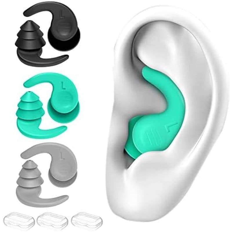 Tampões Para Os Ouvidos De Natação Adultos , 4 Pares De Silicone Reutilizáveis À Prova D'água Com Cordão Removível , Per