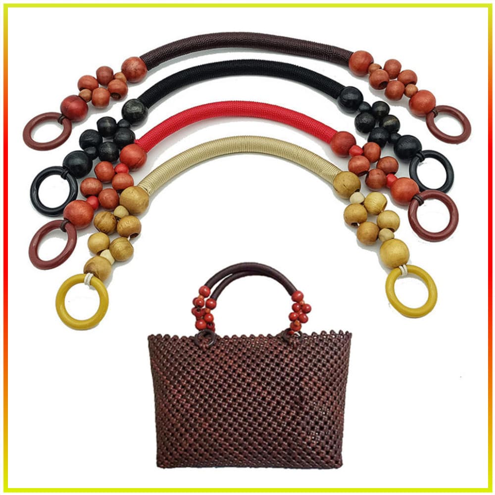 Alça de madeira com contas, alça de nylon de reposição em formato de U, usada para fabricação de bolsas, alça de ombro d