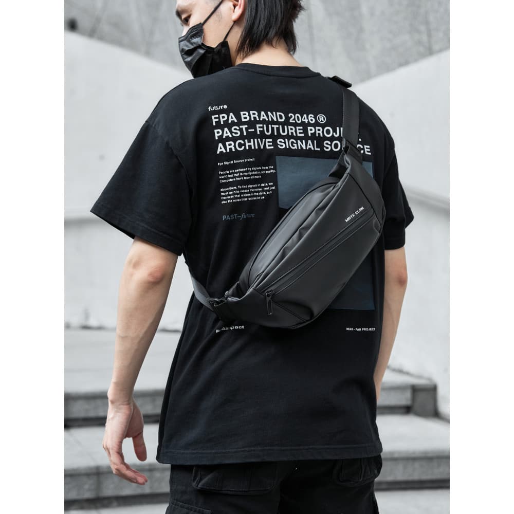 Moda novo estilo saco de peito masculino de um ombro Diagonal saco funcional esportes couro saco da cintura do telefone