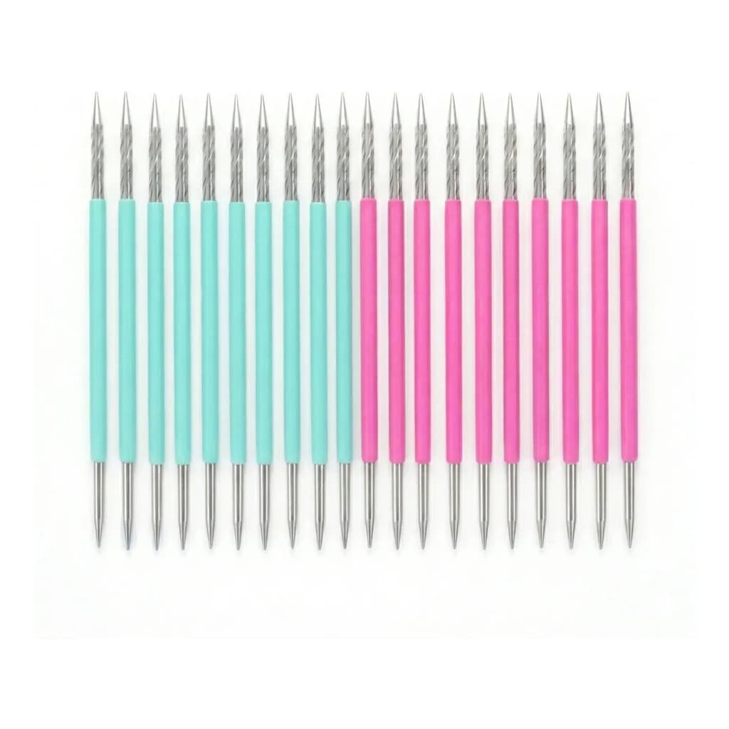 Kit 20 Palito Duplo 105 Cutícula Manicure Pedicure Cutelaria Unha Rosa E Verde Silicone Esterilizável Inox Slim