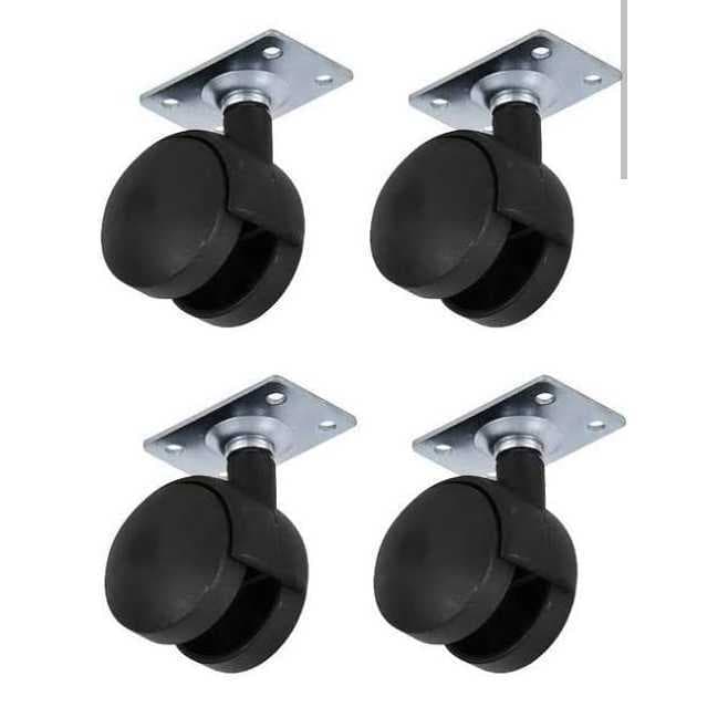 Rodinhas 40mm para Móveis com Base Metálica 30x45mm – Kit com 4pç