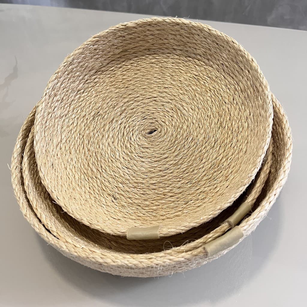 Kit 3 Cestos Palha Natural Trançada Artesanal Multiuso Organização Decorativo Rústica Leven Artes