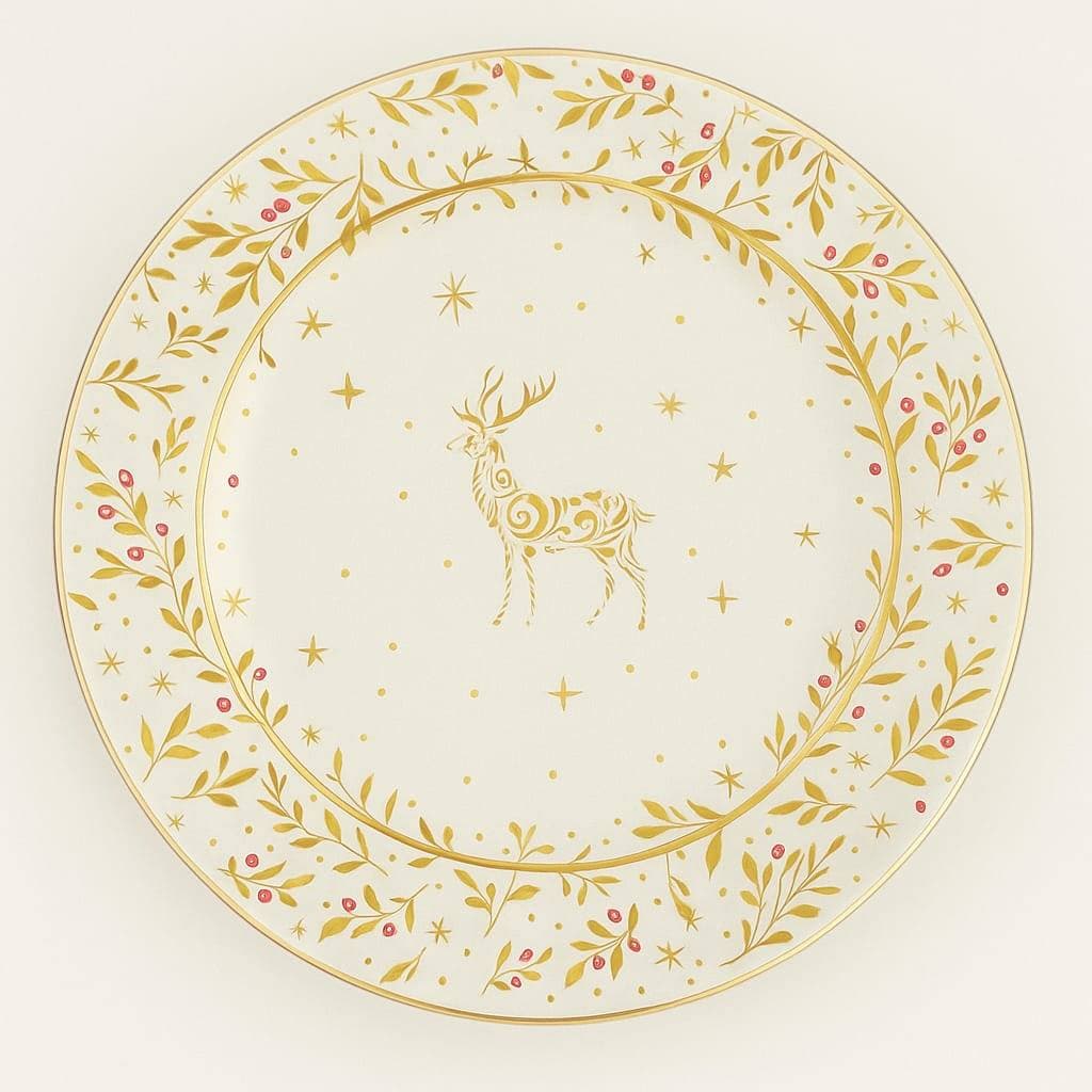 PRATO SOBREMESA MONACO NATAL 20cm/ DIAMETRO -CERAMICA SCALLA