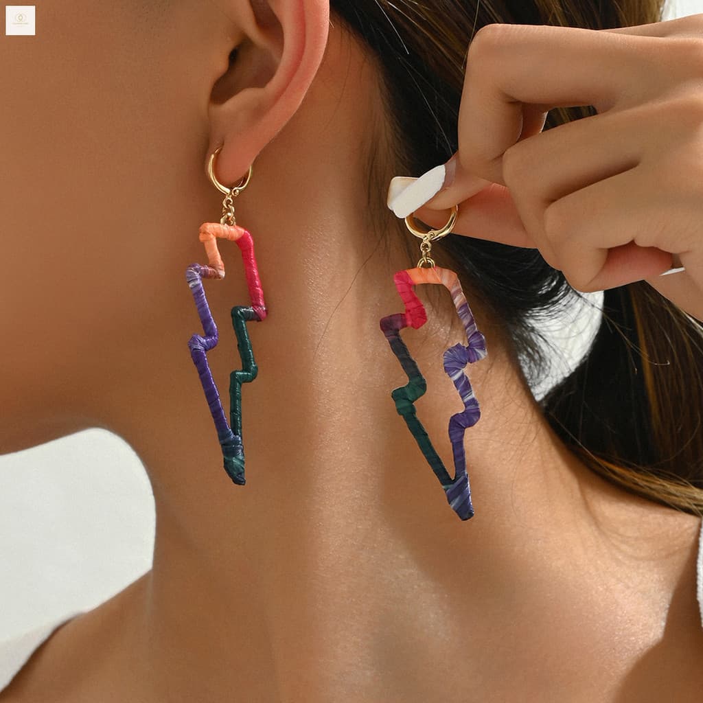 ins Doce E Legal Estilo Menina Quente Senhoras Brincos design De Corda Americana Personalidade hip-hop Em Forma De Relâm