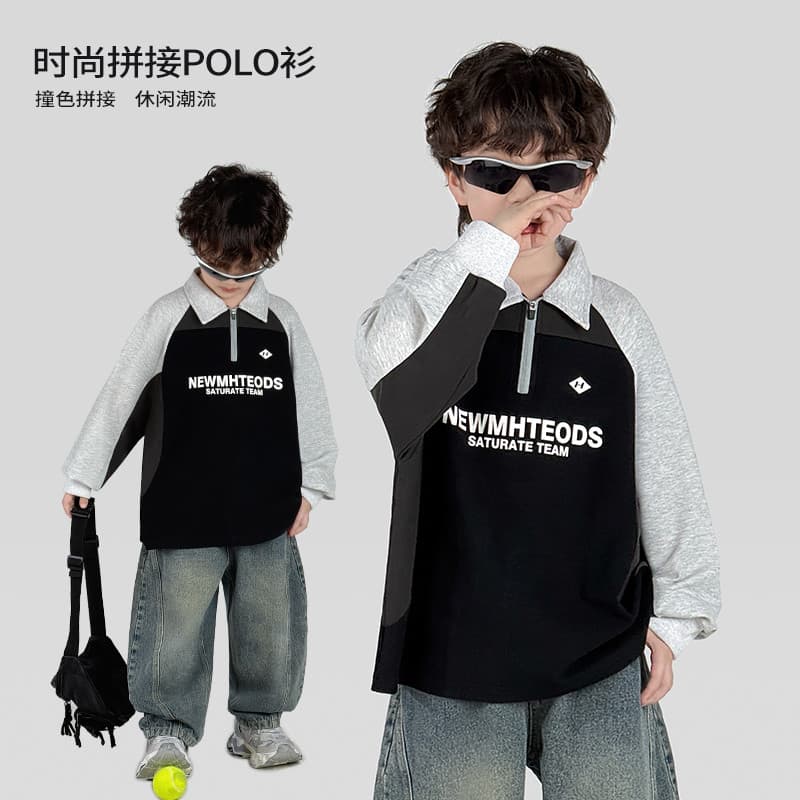 Camisa POLO menino de trabalho médio estilo primavera outono * 36276