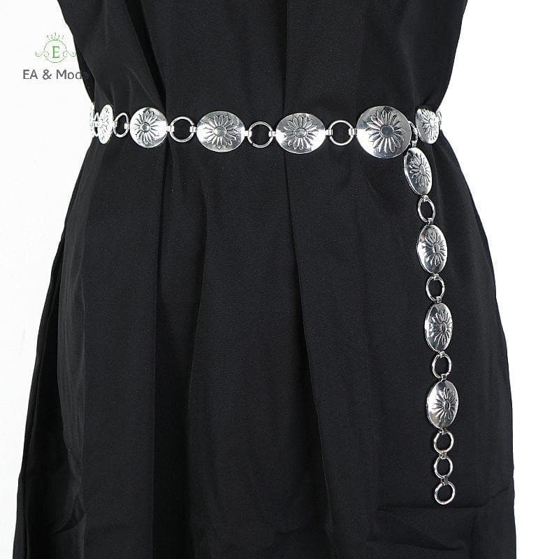 EA & Moda Vintage Cinto De Corrente De Ouro Feminino Losango Metal Senhora Cintura Punk Goth Cintos Para Mulheres Prata