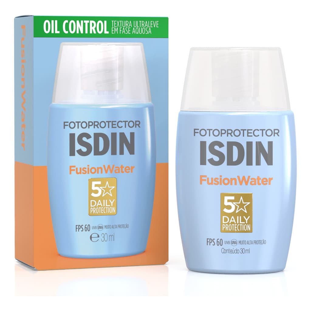 Isdin Fusion Water Protetor Solar Facial 5 Stars Sem Cor FPS 60 30ml