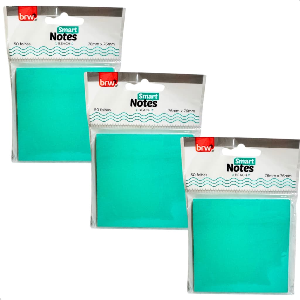 Kit 3 Bloco Smart Notes Turquesa Beach 50 folhas
