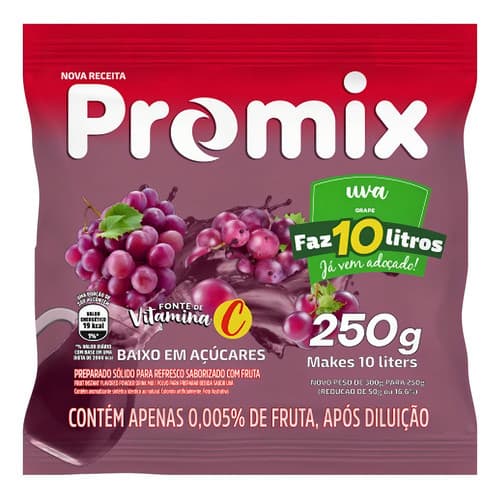 Refresco Em Pó Promix Sabor Uva 250g Faz 10 Litros
