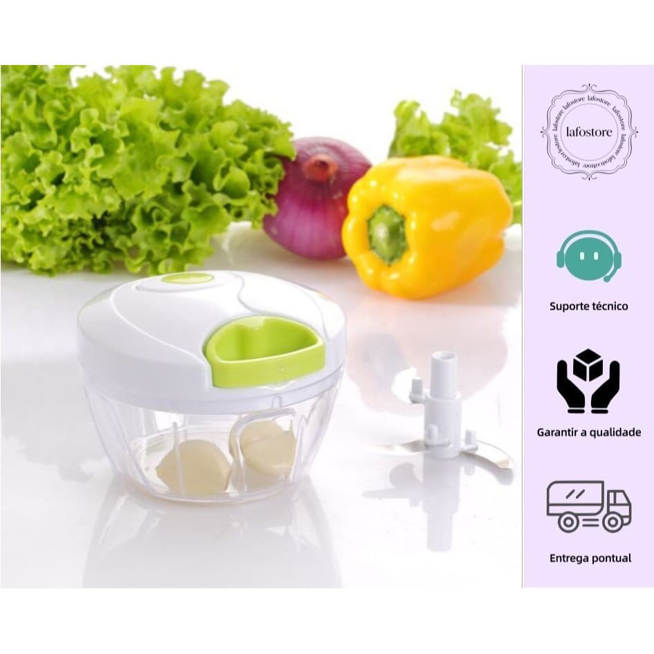 Processador Manual Triturador de Alimentos 3 Laminas 500 ml