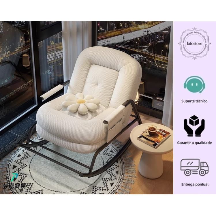 Poltrona de Balanço Reclinável Ergonômica 5 Posições – Até 200kg, Ferro + Veludo Cotel