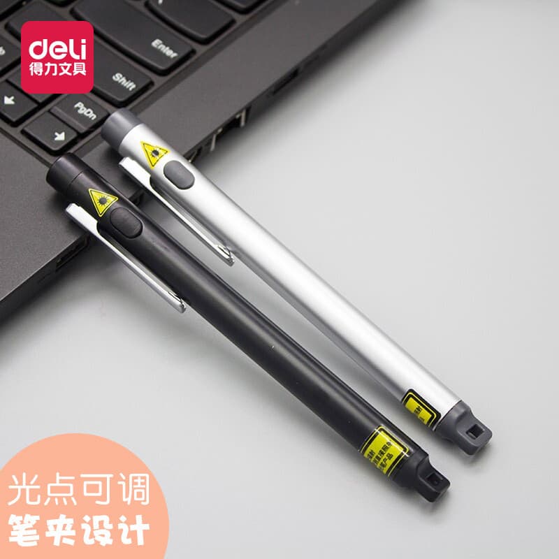 Deli Laser Point Pen Luz infravermelha retrátil Caneta de palestra eletrônica Vara de ensino Lanterna de projeção Instru