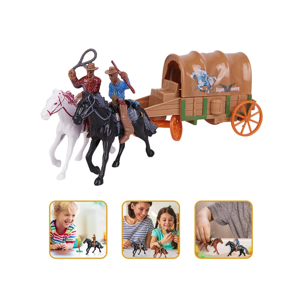 Forte Apache Conjunto Carroça com 2 Cavalos e 2 Cowboys