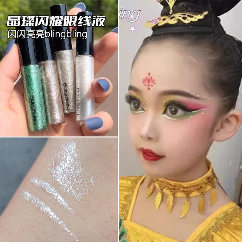 Delineador líquido de cor brilhante diamante esmagado piscando lágrimas maquiagem para os olhos canto dos olhos cabeça d