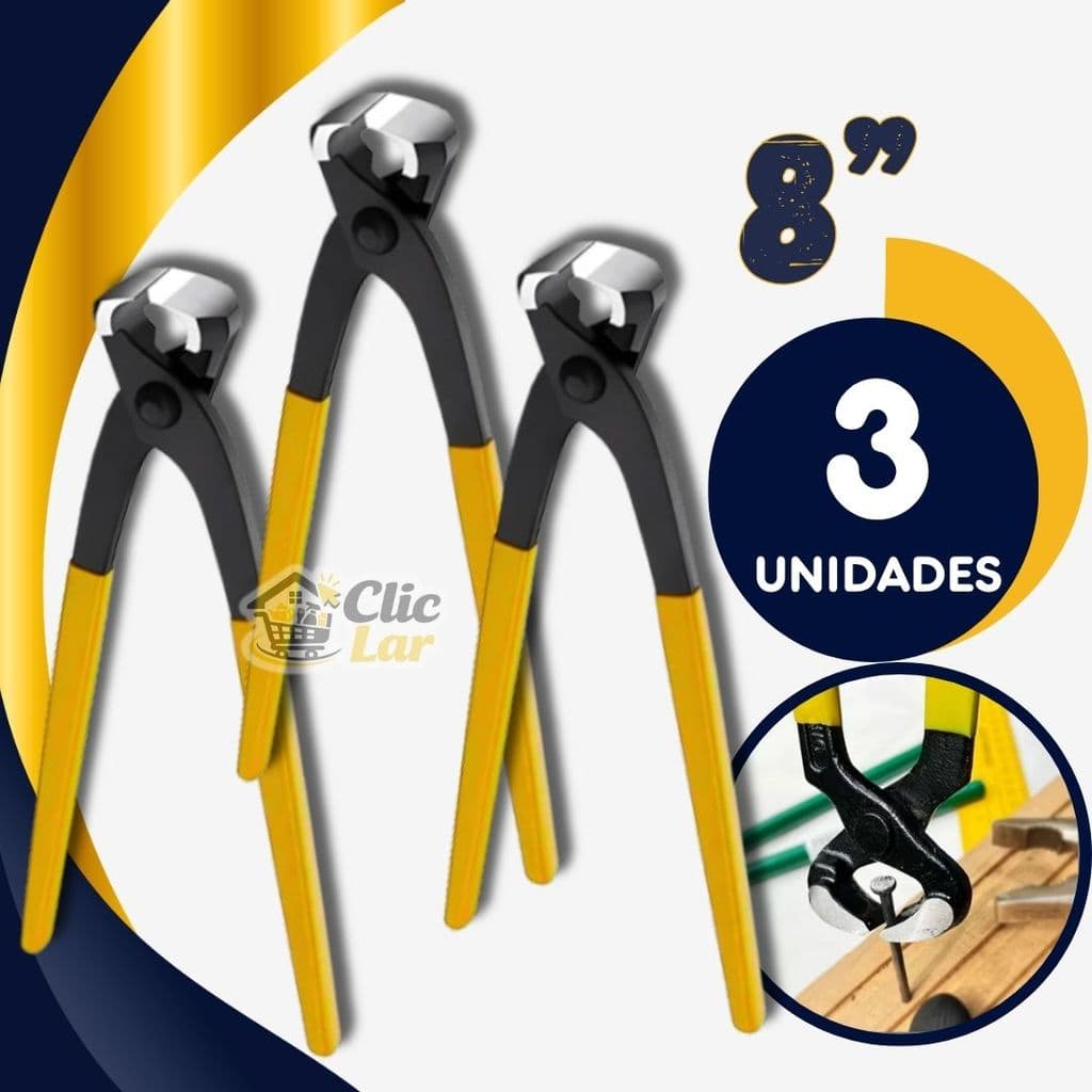 Kit de Torquês Torquesa Turquesa Profissional 8'' Resistente Alicate Corta Arames Construção 8" Polegadas