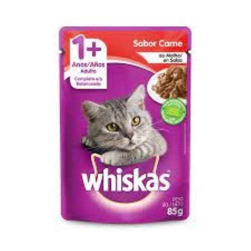 Ração Úmida Whiskas Sachê para Gatos Adultos sabor Carne ao Molho 85g