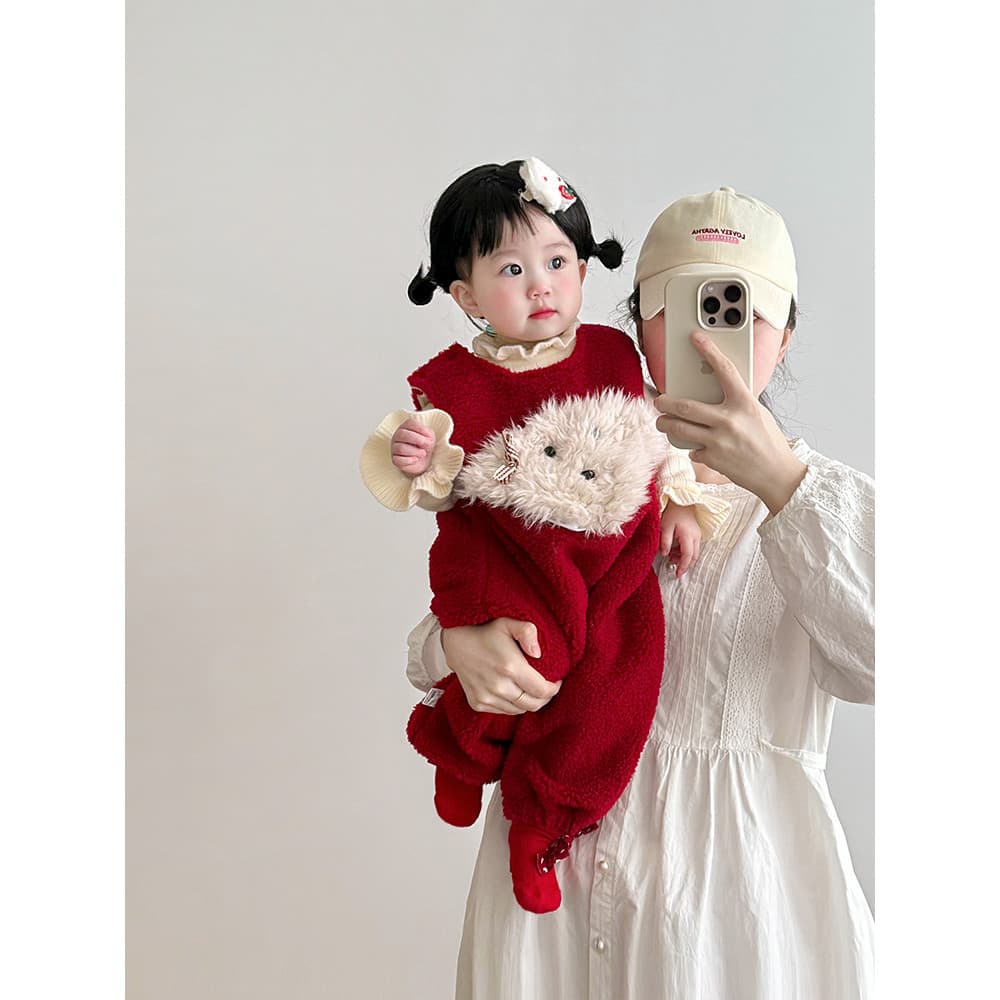 Roupas de inverno para bebês, macacão de lã, camisa de fundo de malha, terno de bebê, suéter quente, macacão fofo, roupa