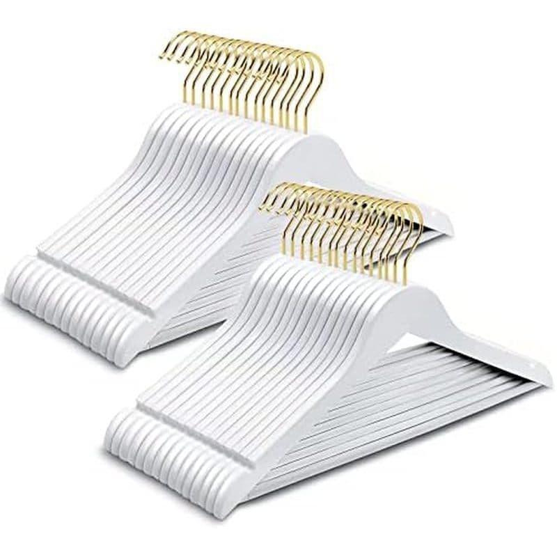 Amber Home 30 Pacotes De Cabides De Madeira , Natural Com Barra De Calça Antiderrapante , Para Organização De Armários ,