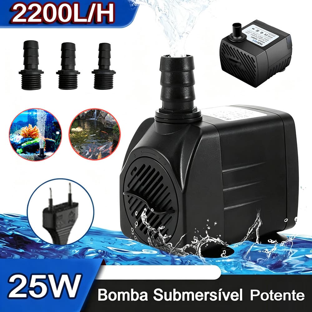 Bomba Submersa 2200L/h Para Lagos Aquários E Fontes - Elevação 2.2m