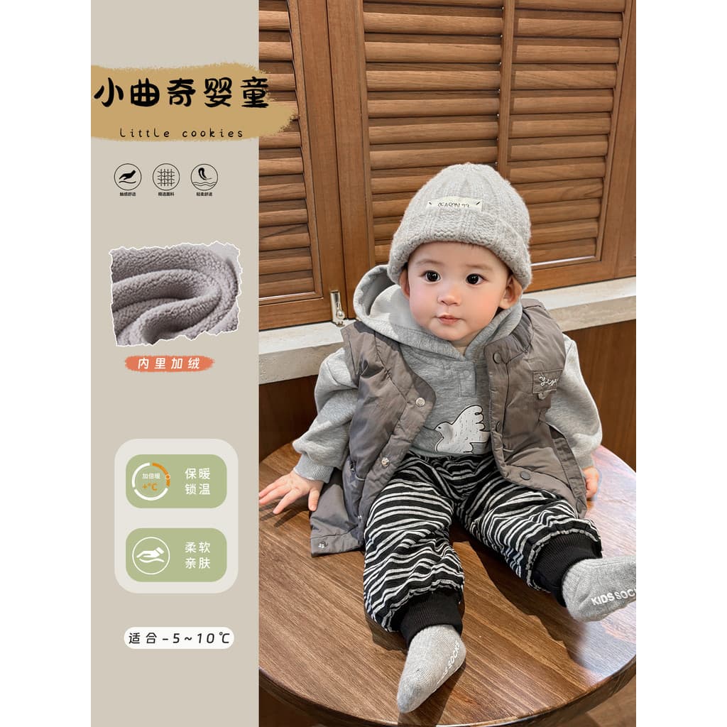 Bebê primavera outono roupas colete de lã versão coreana moletom calças primavera bebê acolchoado Split terno Outing pri