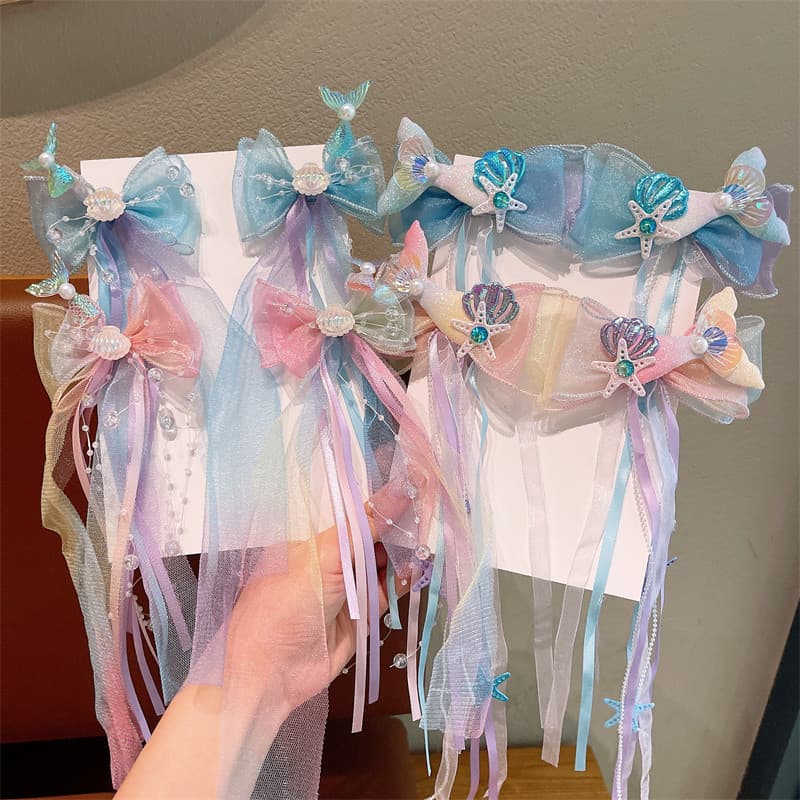 Crianças sereia cocar verão feminino Super fada arco trançado Hairpin bonito menina sereia Ji escudo acessórios de cabel