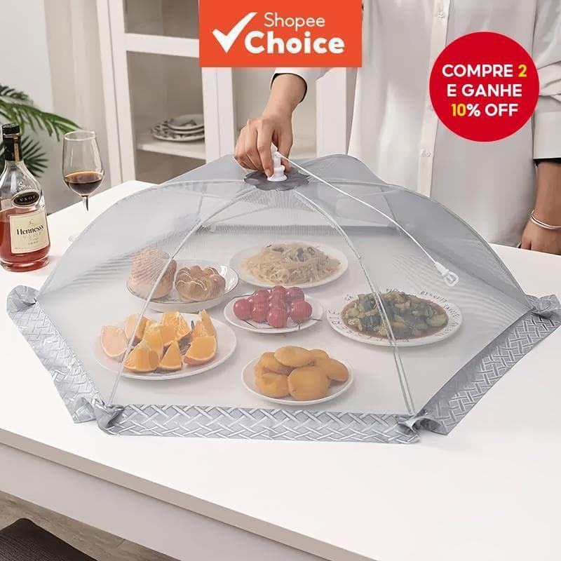 Capa de Malha Cinza de 70cm, Capa de Alimentos Dobrável para Mesa de Casa M5NV