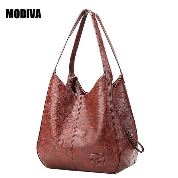MODIVA Bolsa Feminina De Ombro Média Retro Em PU Bolsa De Mão De Grande Capacidade Com Múltiplos Compartimentos