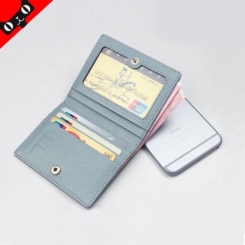Zordanni Mini carteira feminina Ultra-fina carteira feminina curta bolsa de moedas de couro fivela Vertical