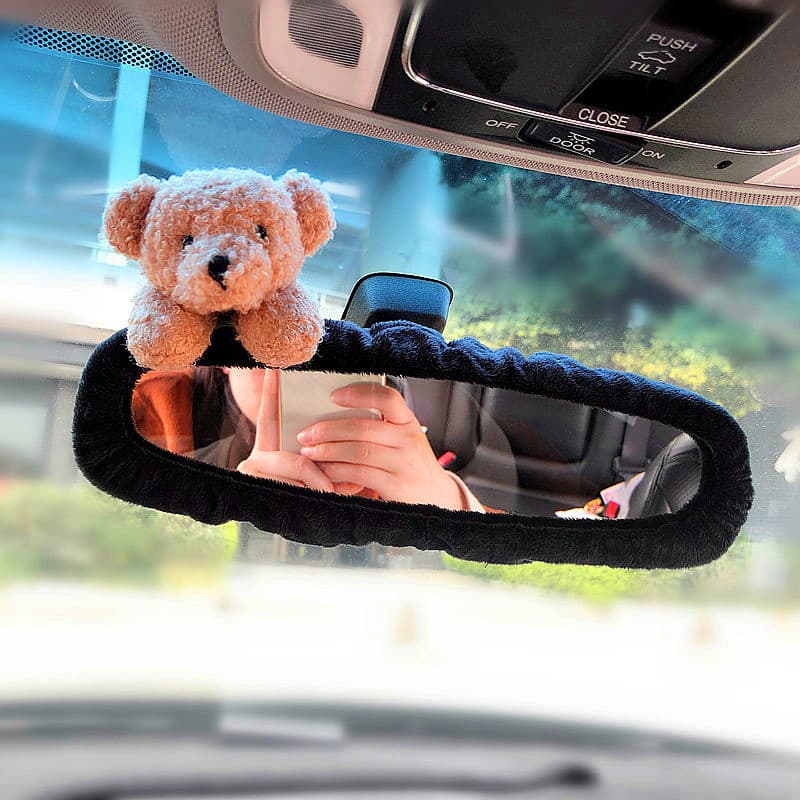 Versão coreana bonito urso carro espelho retrovisor capa dos desenhos animados de pelúcia espelho retrovisor capa protet
