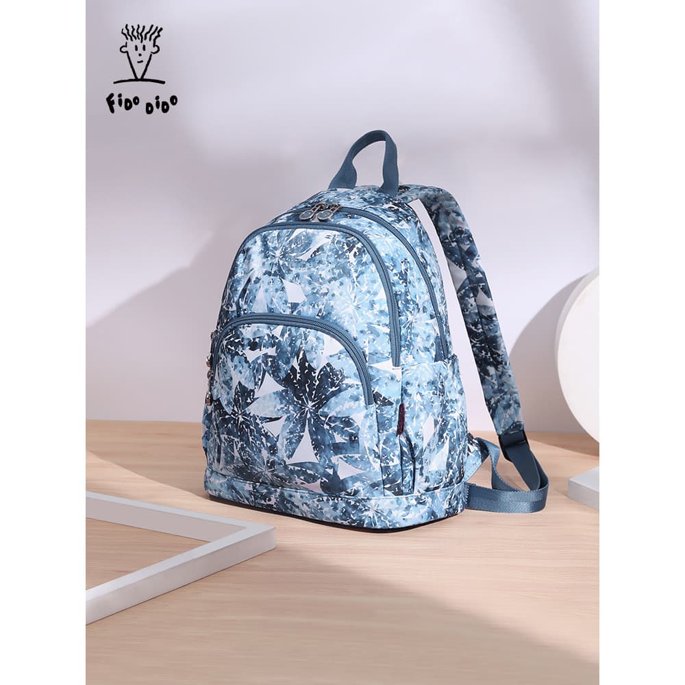 Fido Dido Mochila Feminina Lazer Viagem Multi-camada Leve Moda Meia-Idade Mãe Idosa Mochila Lona