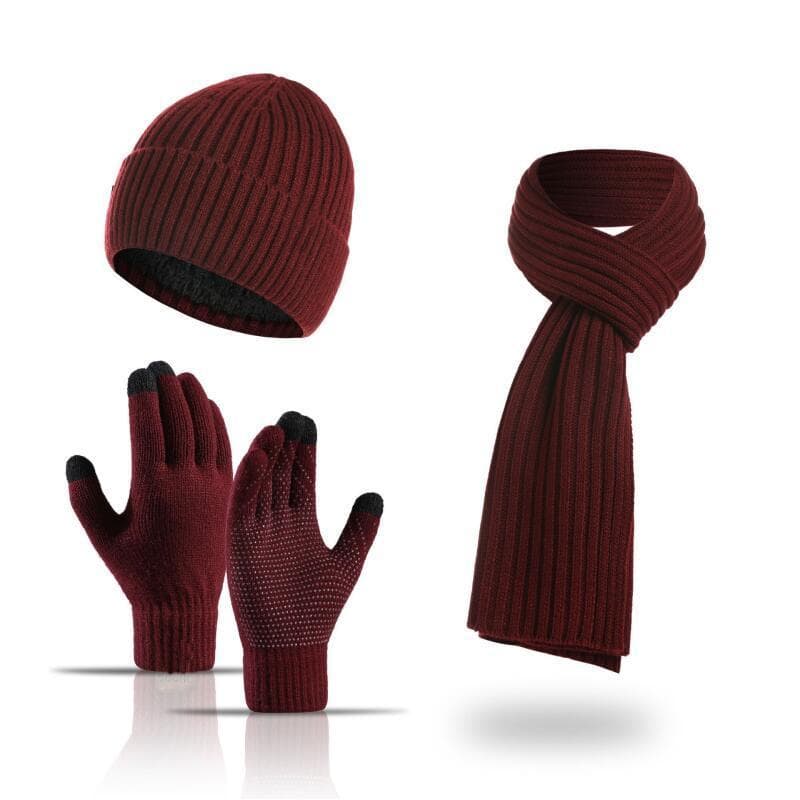 Conjunto de Inverno Quente de Três Peças: Gorro, Cachecol e Luvas de Malha Grossa para Homens e Mulheres*-*-*--&-&---**-
