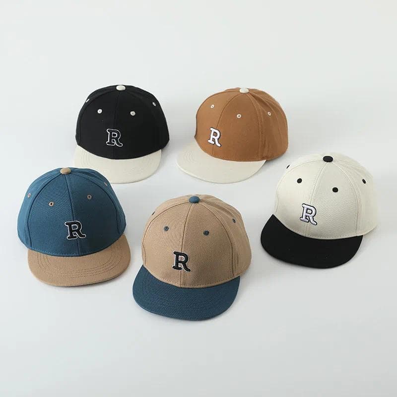 Boné Infantil com Pala Bordada com Letras, Boné de Beisebol da Moda para Meninos e Meninas, Boné de Algodão para Proteçã