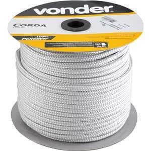 Corda Trançada Multifilamento 10mm 147m Poliéster PET Branca VONDER Alta Resistência