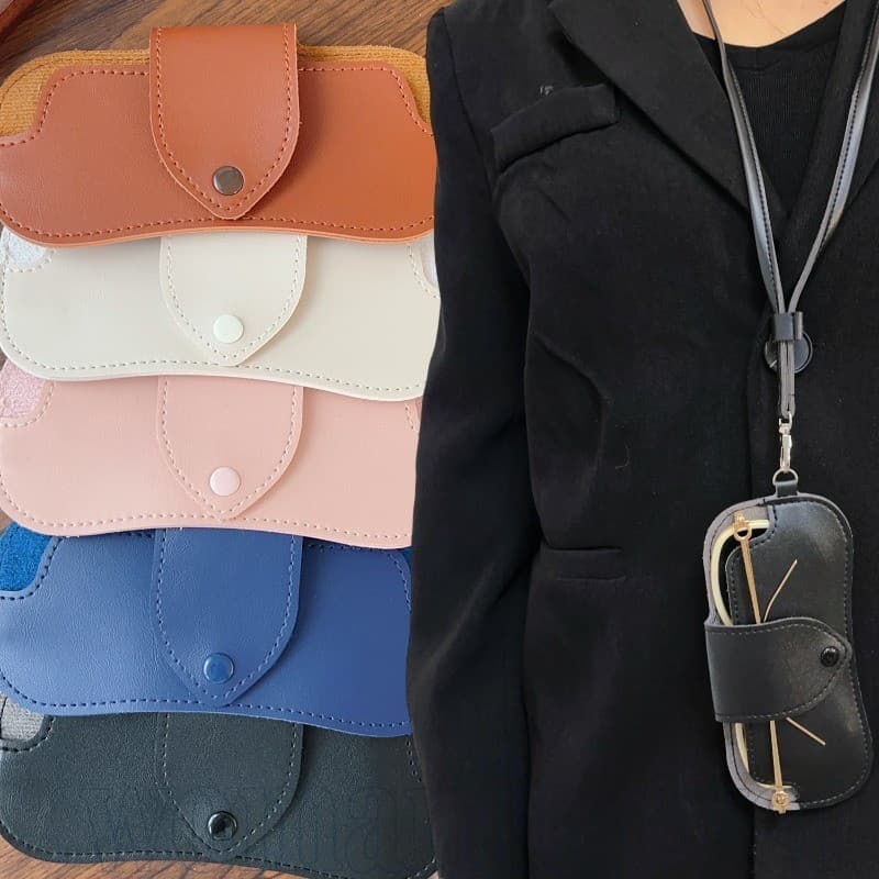 Estojo De Armazenamento De Óculos De Couro-Bolsa Suspensa Portátil-Capa De Proteção Sol-Manga Fina Para-Acessórios De Mo