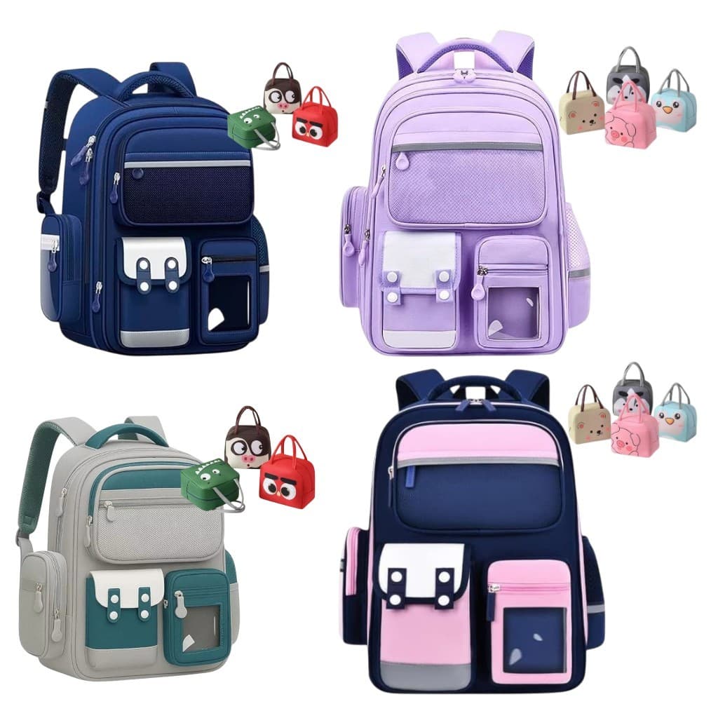 Mochila Infantil menino e menina, escolar grande, super reforçada e com bolsinha lancheira térmica