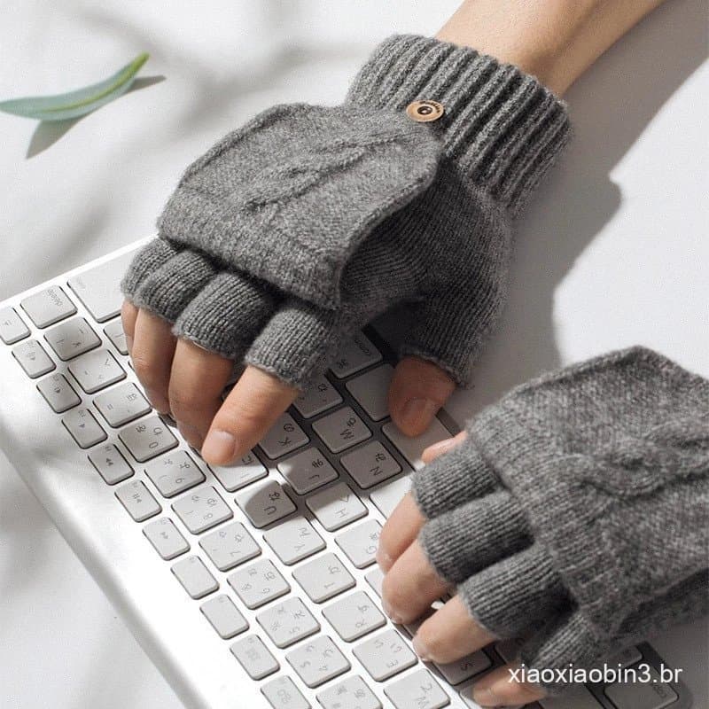 Luvas De Inverno Mitten Conversíveis Flip Winter Convertible/Meia-Dedos De Malha Com Tampa Tela Táctil Unisexo Mecânica