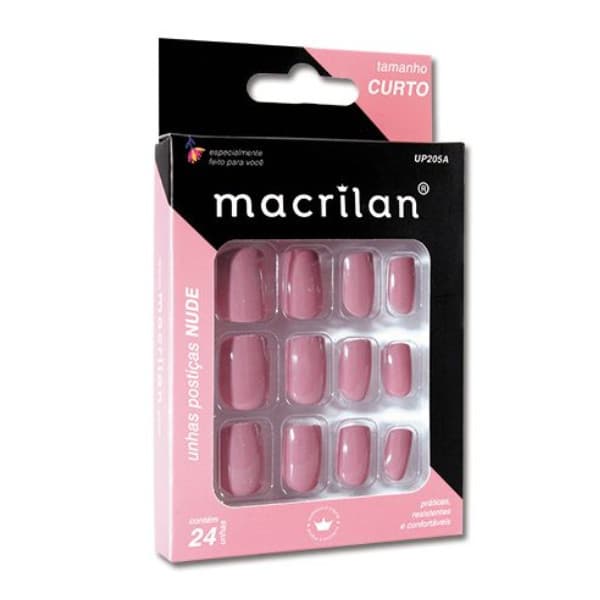 Unha Postiça Curta Up205A Macrilan Nude Rose Tradicional C/ 24